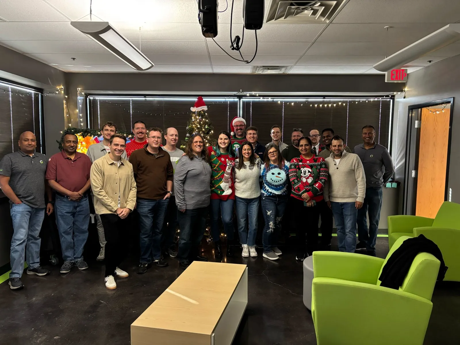 The team together at the holiday party