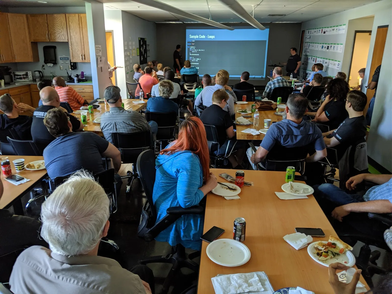 The team at a lunch and learn in the Dayton office
